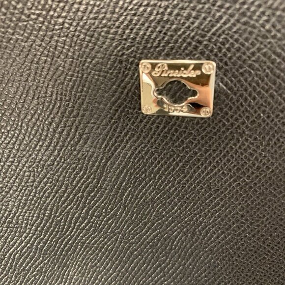 Pineider Black Leather City Chic 2-Handle Large Satchel Bag Briefcase *flaw* - Picture 8 of 16